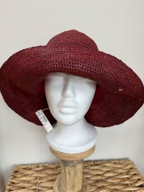 Madewell Burgundy Wide-Brim Straw Sun Hat